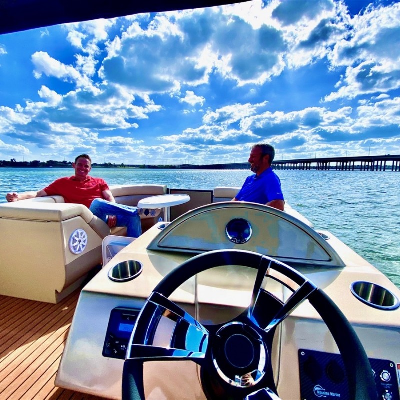29 قدمًا من Tritoon Aluminium Party Barge Ponto Boat للبيع
