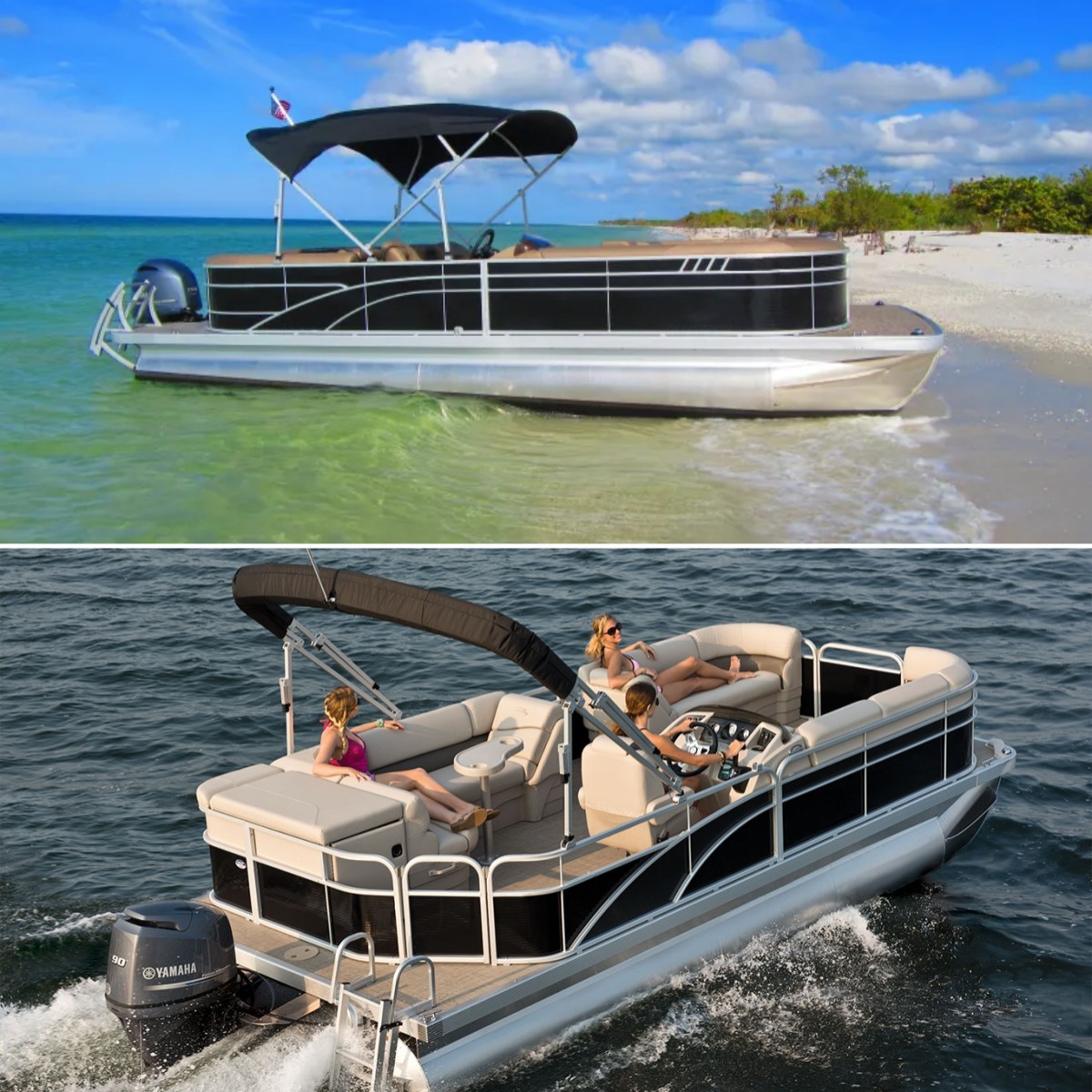 29 قدمًا من Tritoon Aluminium Party Barge Ponto Boat للبيع